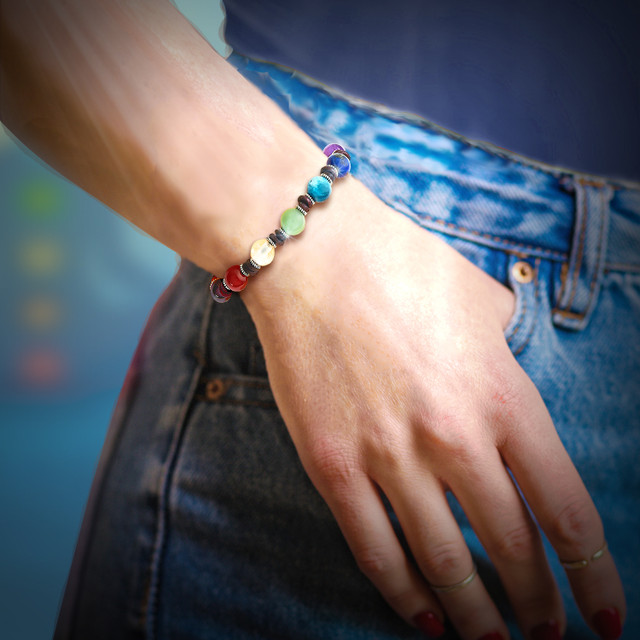 Chakra Bracelet Modeled On An Arm